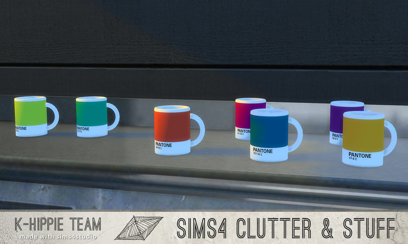 Mod The Sims - 7 Mugs Pantone - Clutter Sputnik - volume 1
