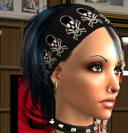Mod The Sims Punky Streaked Xm Hair Recolor With Crossbones Headband