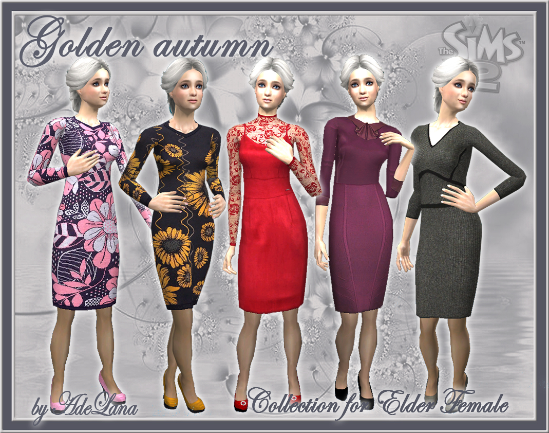 Mod The Sims - "Golden autumn" - Collection of clothes for Elder Female