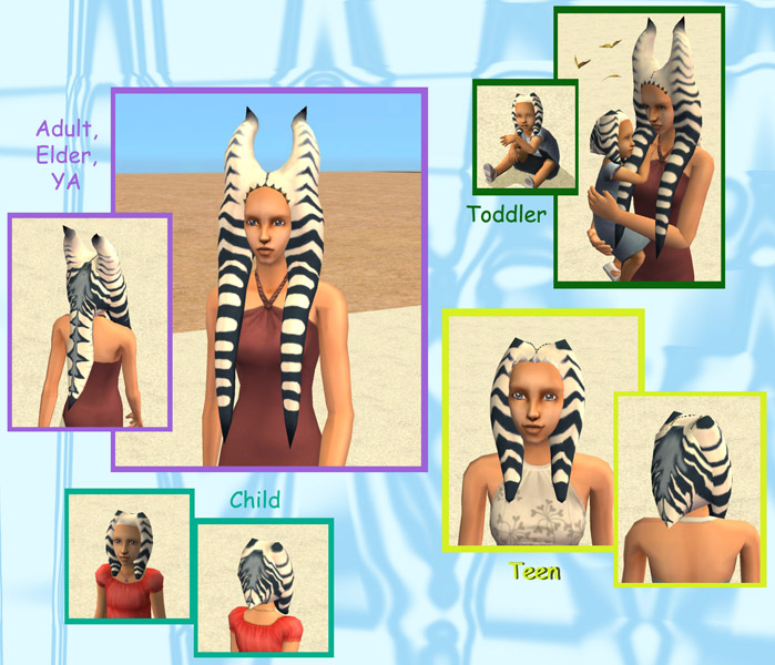 Mod The Sims Togruta Hair For Females All Ages