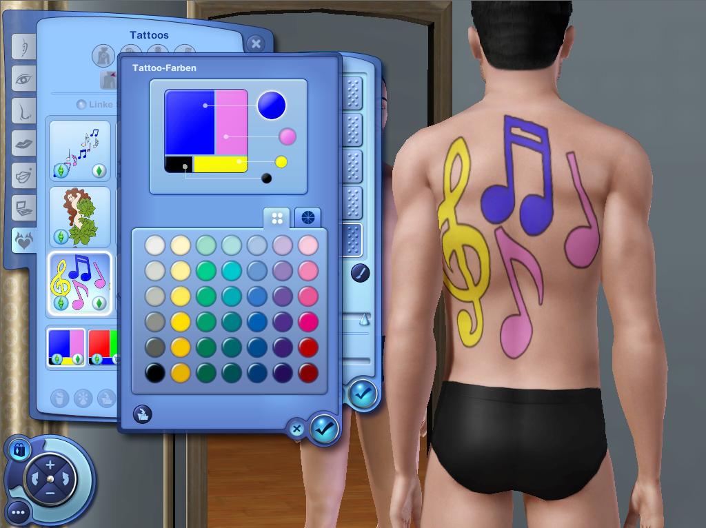 Mod The Sims - Music Note Tattoos for Ambitions