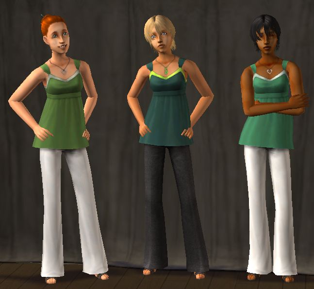 Mod The Sims - GLS Babydoll Shirt & Pants Outfit Recolors