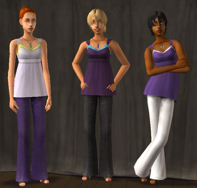 Mod The Sims - GLS Babydoll Shirt & Pants Outfit Recolors