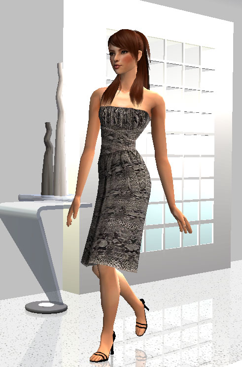 Mod The Sims - Anna Sui: Strapless Python Print Dress