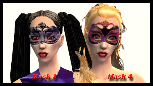 Mod The Sims - 8 New Circus Masquerade Masks and Make-up