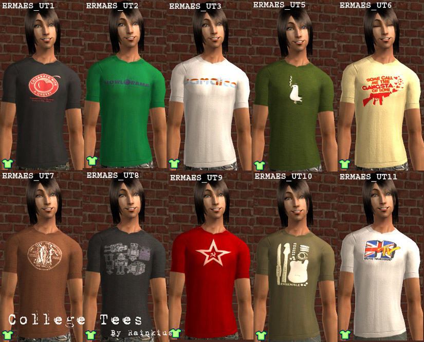 Mod The Sims - Nerdy/College-Inspired Long T-Shirts for Adult Males