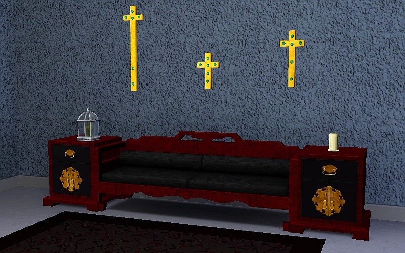 Mod The Sims Painted Golden Wooden Jeweled Wall Crosses