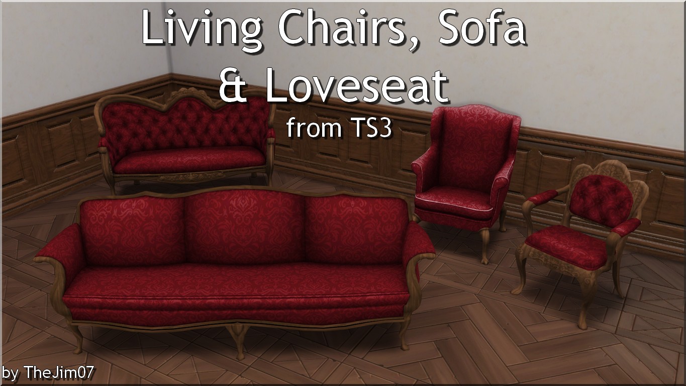Bot toewijding Gezamenlijke selectie Mod The Sims - Living Chairs, Sofa & Loveseat from TS3