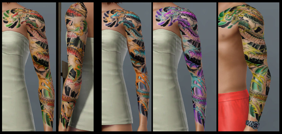 The Sims Resource  Artistic Full Sleeve Tattoo 3