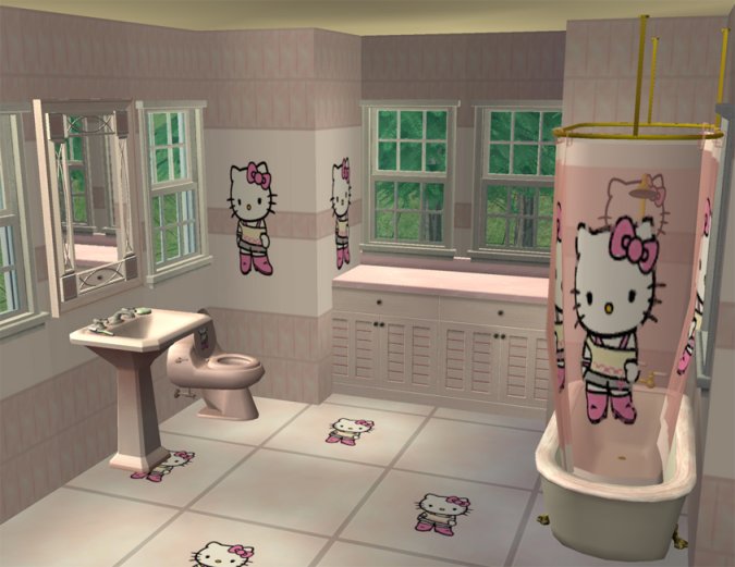 hello kitty bathroom tiles