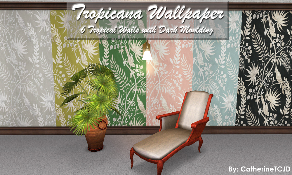 Mod The Sims - Tropicana Wallpaper with Curiona Moulding