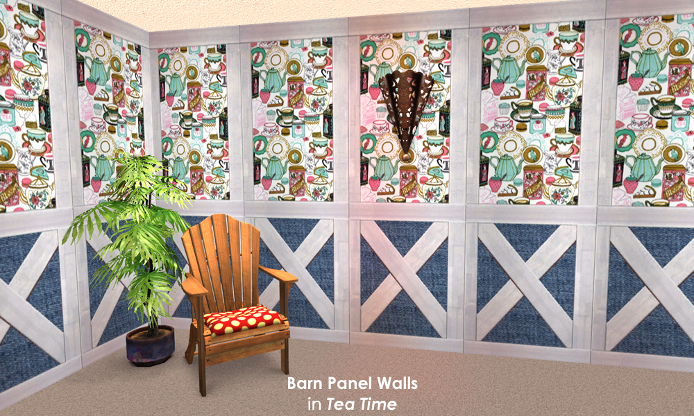 Mod The Sims - Barn Panel Walls ~ 4 Whimsical Designs with Maxis Match  Crossbraced Wainscoting