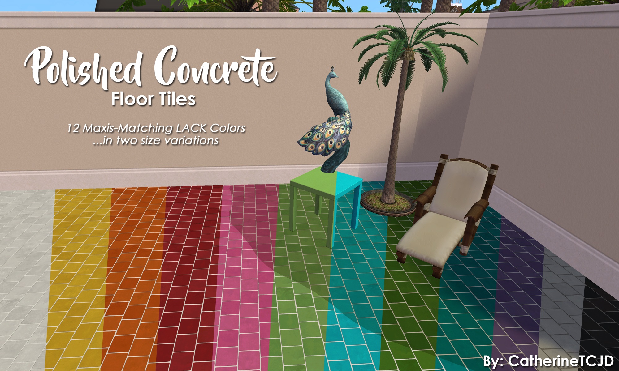 Mod The Sims Polished Concrete Floor Tiles in 12 Maxis Matching