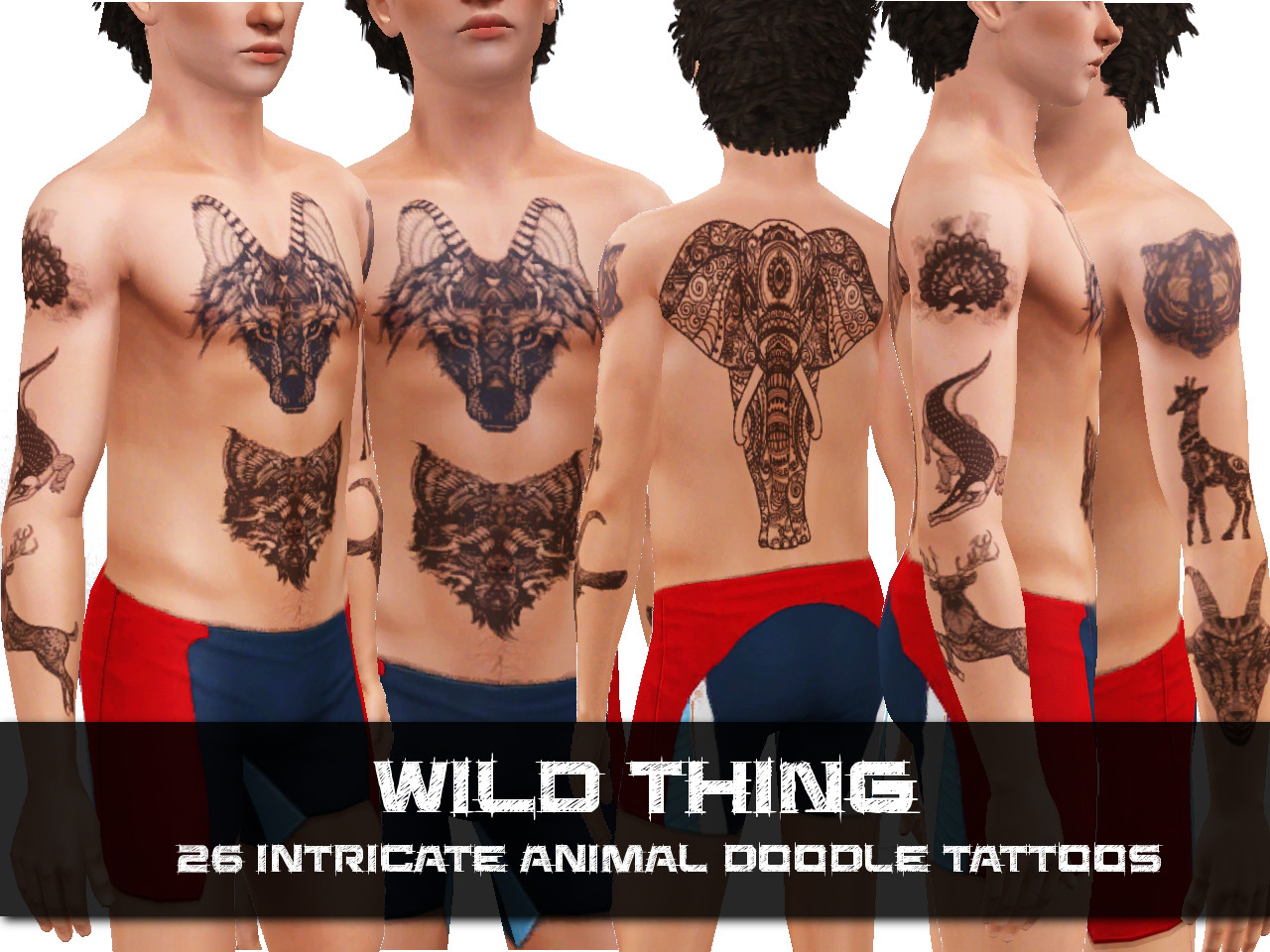 Mod The Sims  Wild Thing 26 animal tattoos