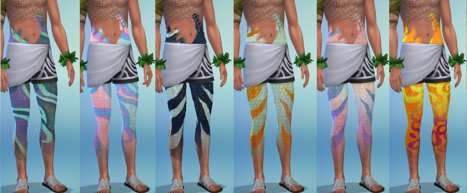 Mod The Sims - Leg scales for mermaids + chest scales for male (22 swatches)