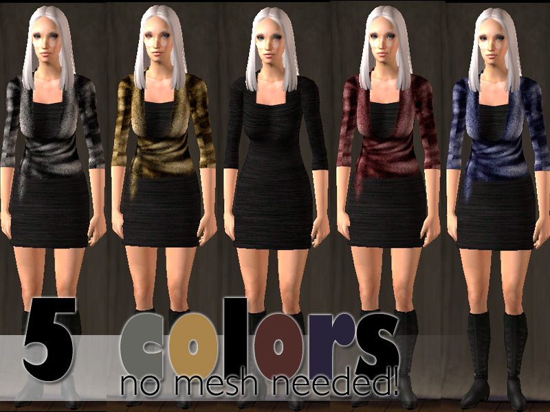 Mod The Sims - Short dress for elder females - 5 colors - no mesh needed