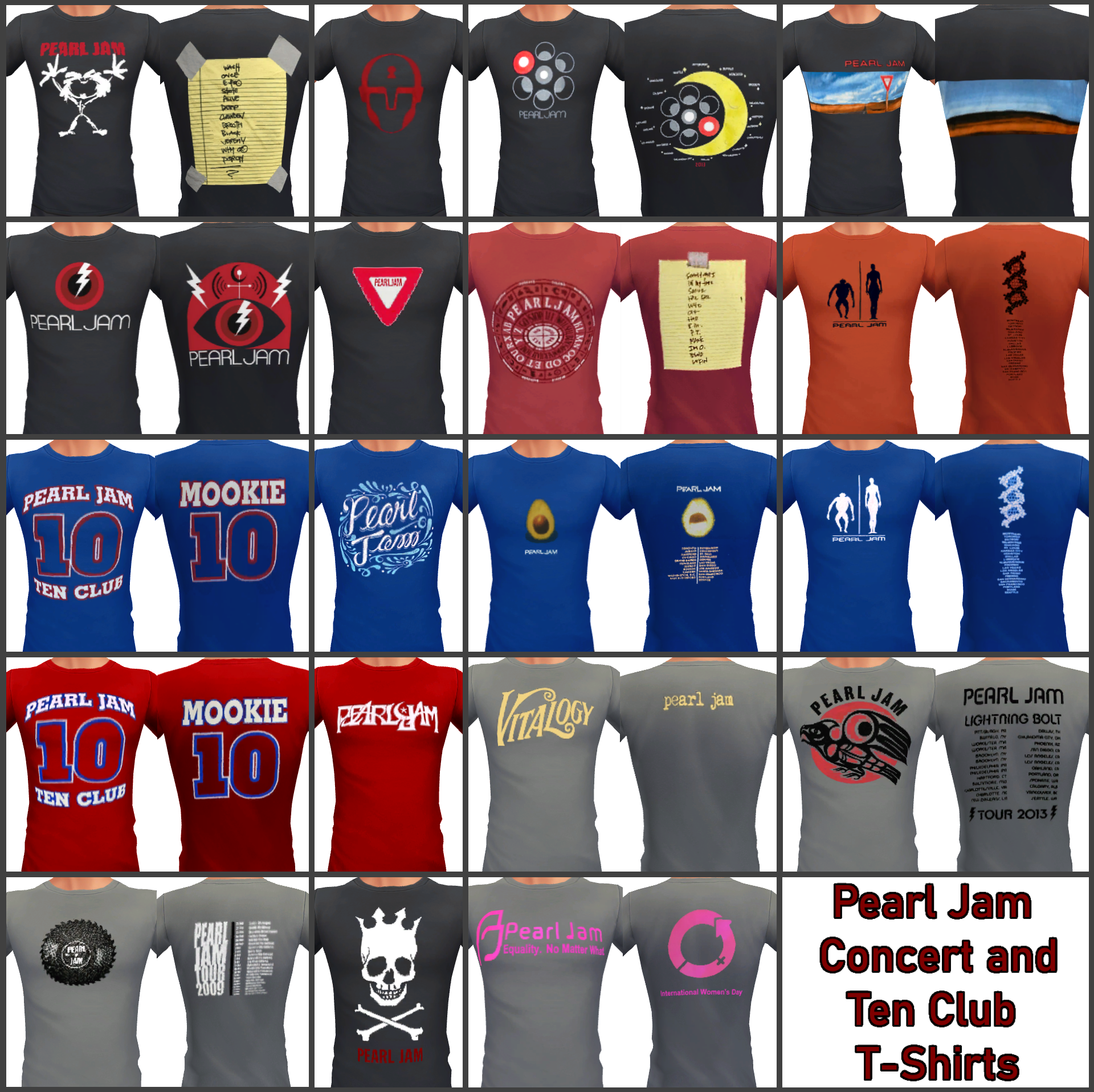 Mod The Sims - Pearl Jam Concert and Ten Club T-Shirts Series 1