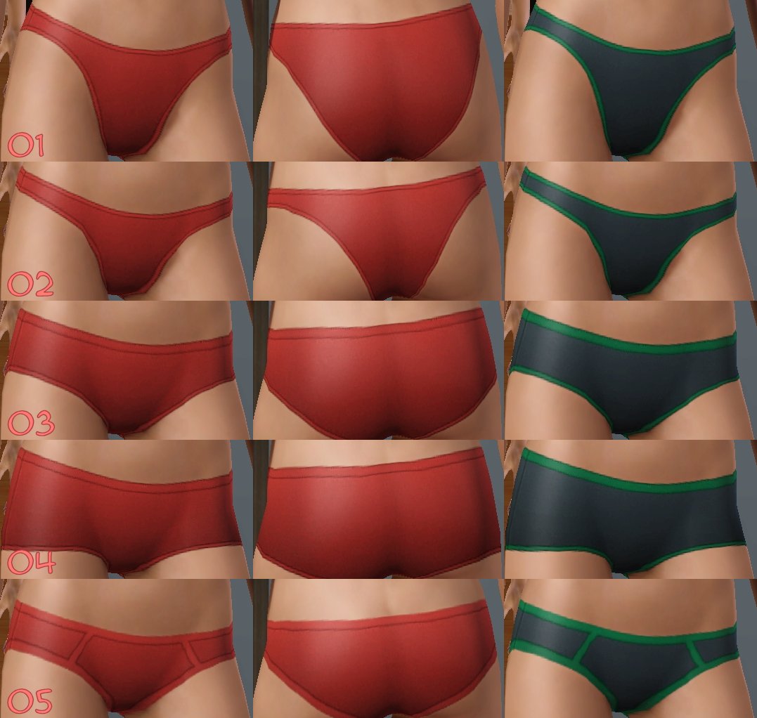 Mod The Sims - Basic Panties Pack - five styles for Teen, YA and A