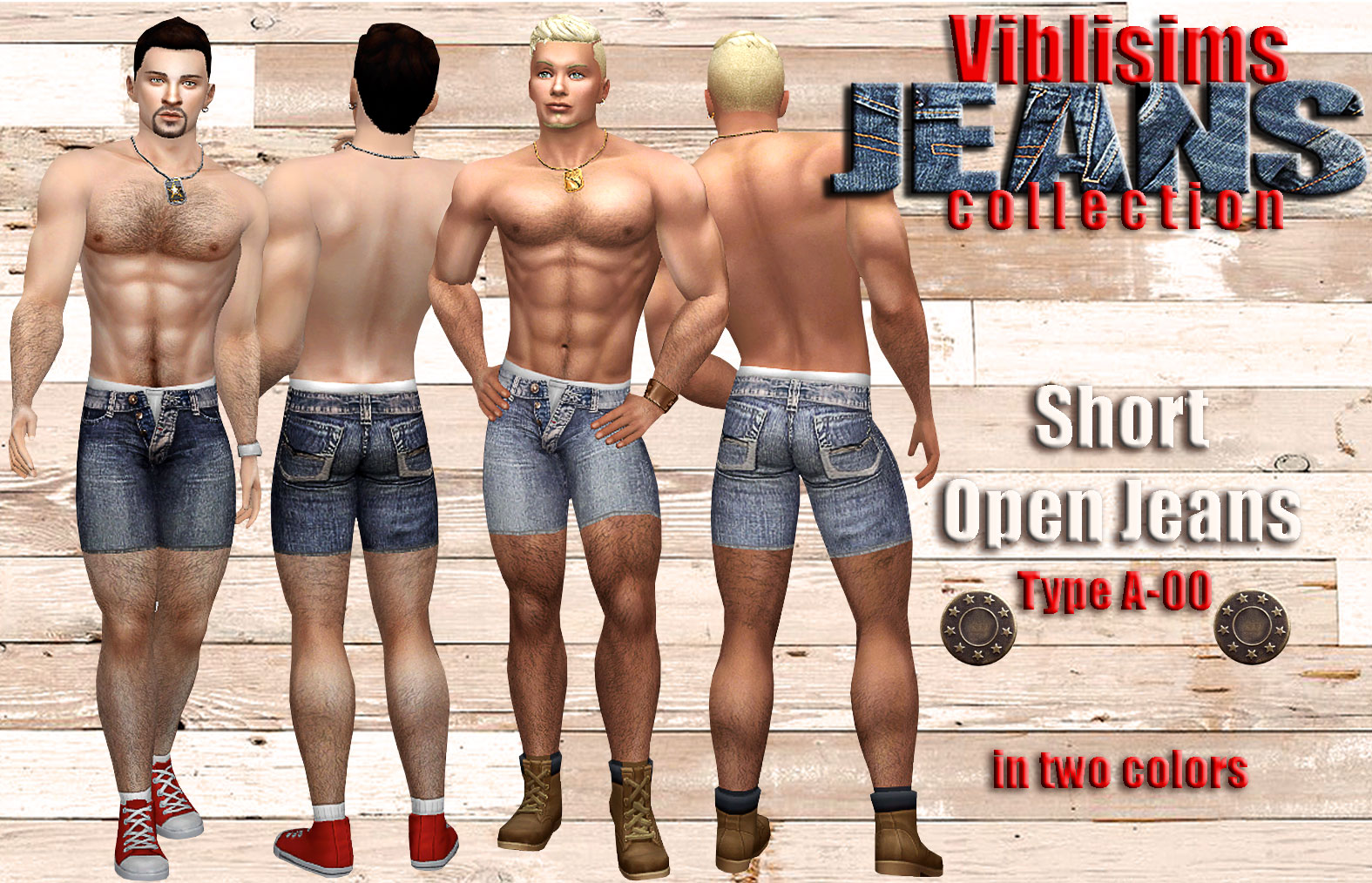 Mod The Sims - SHORT OPEN JEANS – Type A-00 - Viblisims Jeans Collection