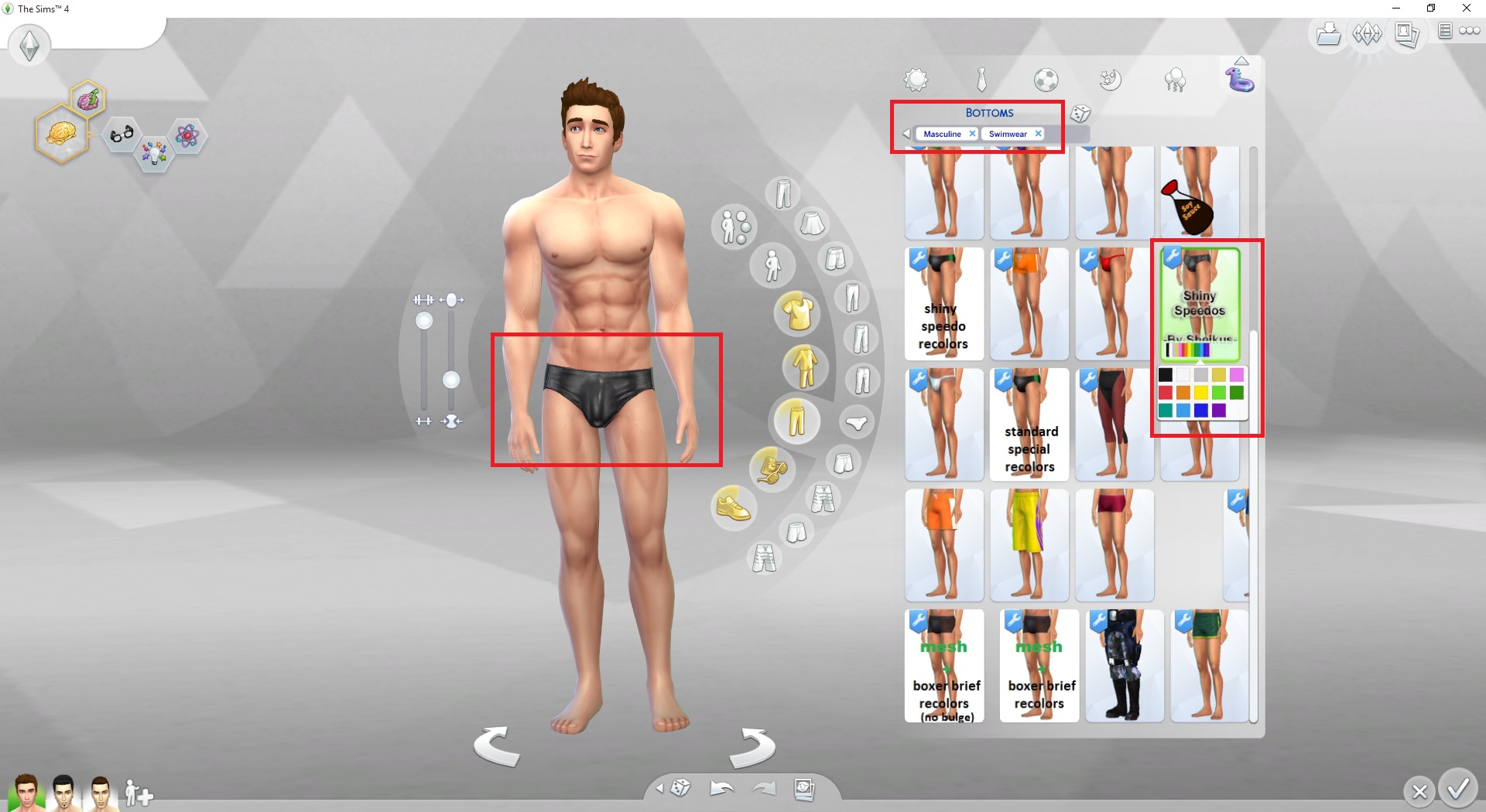 Mod The Sims - Male Sims - shiny speedos - swimwear