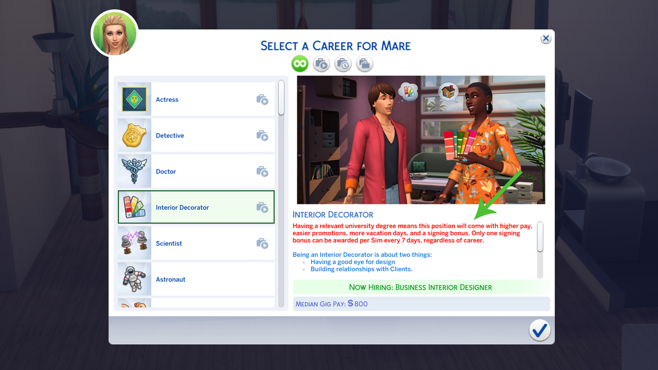 Mod The Sims University Degree Reward Fix For Interior Decorator And Salaryperson Careers