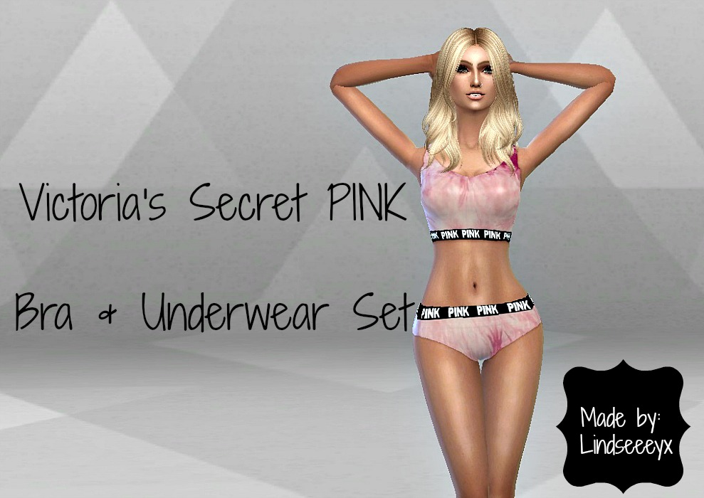 Mod The Sims - Victoria's Secret PINK Tie Dye Bra & Underwear Set