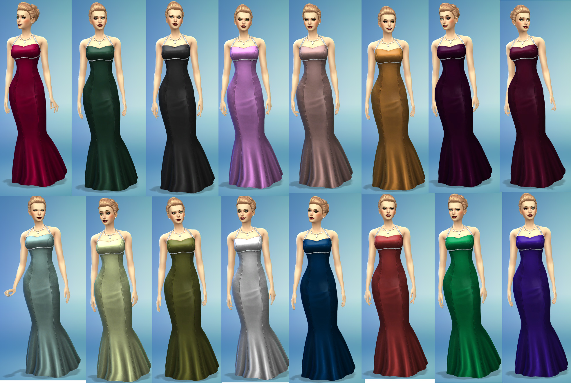 Mod The Sims 16 Recolors Of Basegame Mermaid Dress