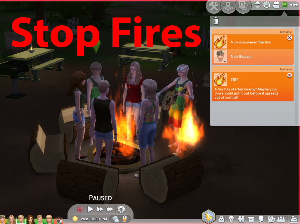 how to start fire sims 4
