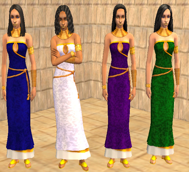 Mod The Sims - Egyptian Glamour Life Dress Recolours x8 (Adult Female)