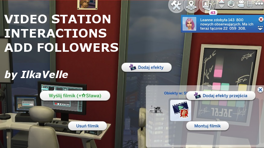 Mod The Sims - Video Station Interactions Add Followers